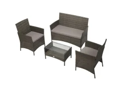 SVITA Brooklyn Polyrattan Sitzgruppe Lounge Gartenmöbel Set* Kissen|Sessel