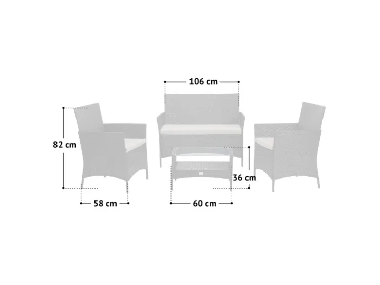 SVITA Brooklyn Polyrattan Sitzgruppe Lounge Gartenmöbel Set* Kissen|Sessel