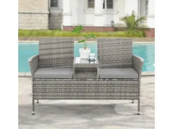 SVITA Chicago Rattan-Bank Garten-Bank Lounge Sitzecke* Sitzbänke