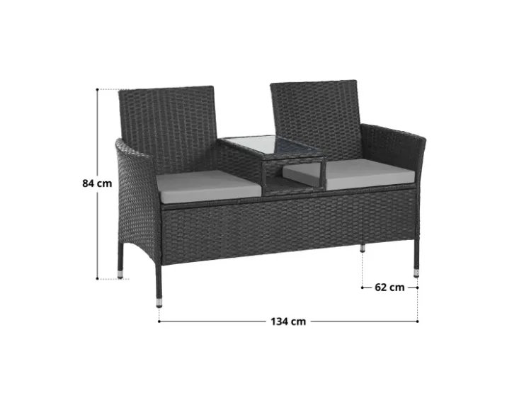 SVITA Chicago Rattan-Bank Garten-Bank Lounge Sitzecke* Sitzbänke