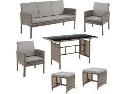 SVITA Denver Polyrattan Gartenmöbel Set Essgruppe Lounge Esstisch