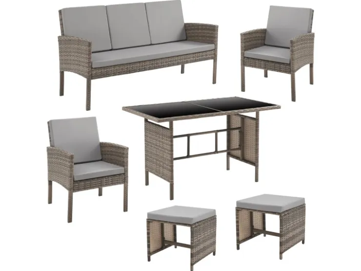 SVITA Denver Polyrattan Gartenmöbel Set Essgruppe Lounge Esstisch