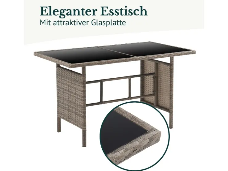 SVITA Denver Polyrattan Gartenmöbel Set Essgruppe Lounge Esstisch