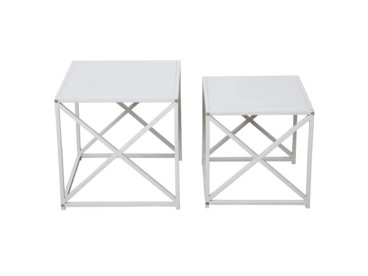 SVITA Gemo Beistelltisch 2er Set Kaffeetisch Wohnzimmertisch Metalltisch Weiß