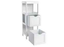 SVITA Lintu Badregal Standregal Badezimmerschrank Schubladen Holzoptik Weiß* Schränke