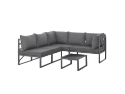 SVITA Maui Gartenmöbel-Lounge-Set Mit Dach Outdoor-Sofa Strandkorb-Sonneninsel Stahl