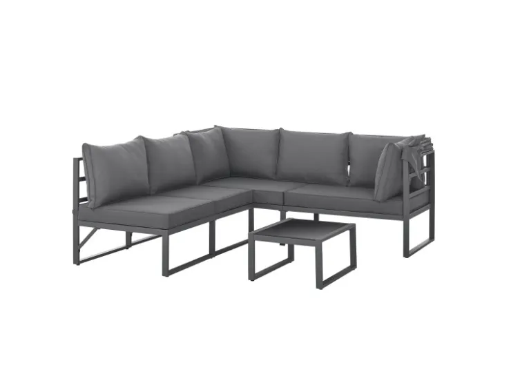 SVITA Maui Gartenmöbel-Lounge-Set Mit Dach Outdoor-Sofa Strandkorb-Sonneninsel Stahl