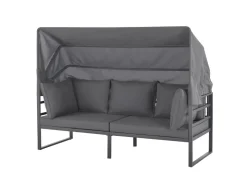 SVITA Maui Gartenmöbel-Lounge-Set Mit Dach Outdoor-Sofa Strandkorb-Sonneninsel Stahl