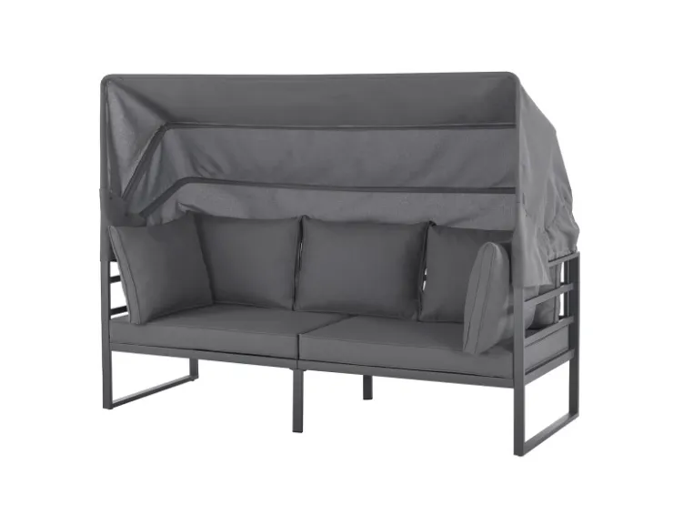 SVITA Maui Gartenmöbel-Lounge-Set Mit Dach Outdoor-Sofa Strandkorb-Sonneninsel Stahl