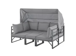 SVITA Maui Gartenmöbel-Lounge-Set Mit Dach Outdoor-Sofa Strandkorb-Sonneninsel Stahl