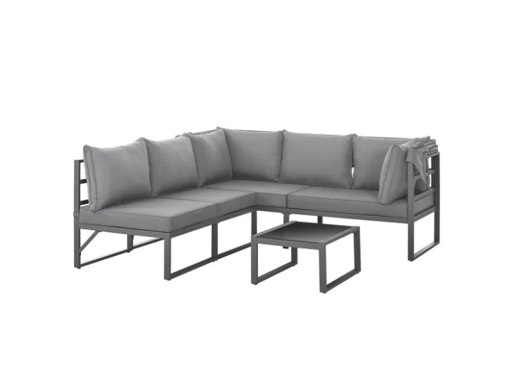 SVITA Maui Gartenmöbel-Lounge-Set Mit Dach Outdoor-Sofa Strandkorb-Sonneninsel Stahl