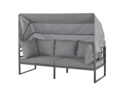 SVITA Maui Gartenmöbel-Lounge-Set Mit Dach Outdoor-Sofa Strandkorb-Sonneninsel Stahl