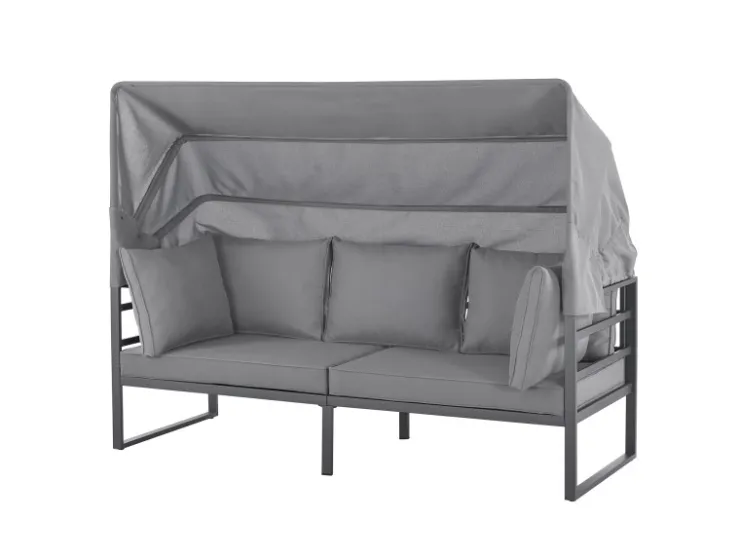 SVITA Maui Gartenmöbel-Lounge-Set Mit Dach Outdoor-Sofa Strandkorb-Sonneninsel Stahl