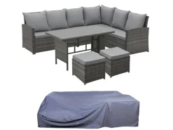 SVITA Monroe Garten-Lounge Set Abdeckhaube Polyrattan Lounge-Möbel Sitzgruppe* Sofas