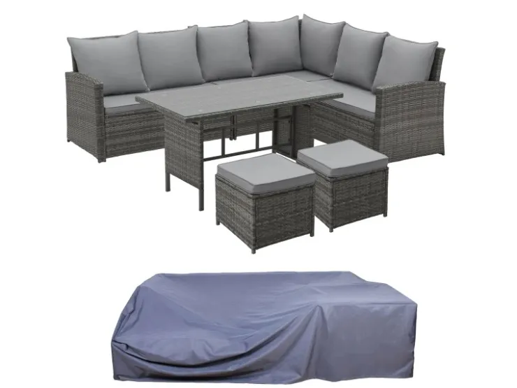 SVITA Monroe Garten-Lounge Set Abdeckhaube Polyrattan Lounge-Möbel Sitzgruppe* Sofas