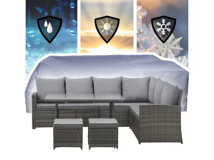 SVITA Monroe Garten-Lounge Set Abdeckhaube Polyrattan Lounge-Möbel Sitzgruppe* Sofas