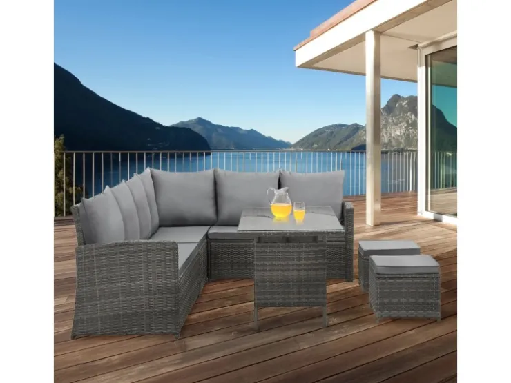 SVITA Monroe Garten-Lounge Set Abdeckhaube Polyrattan Lounge-Möbel Sitzgruppe* Sofas