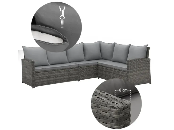 SVITA Monroe Garten-Lounge Set Abdeckhaube Polyrattan Lounge-Möbel Sitzgruppe* Sofas