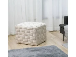 SVITA Poppy Hocker Sitzpouf Geflochten Sitzhocker Fußhocker Für Sessel Samt