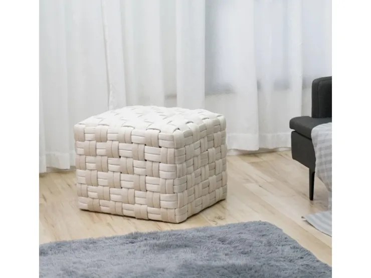 SVITA Poppy Hocker Sitzpouf Geflochten Sitzhocker Fußhocker Für Sessel Samt