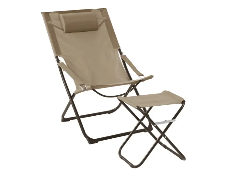 SVITA Tomra Liegestuhl Mit Hocker Klappbar Campingstuhl Kopfkissen