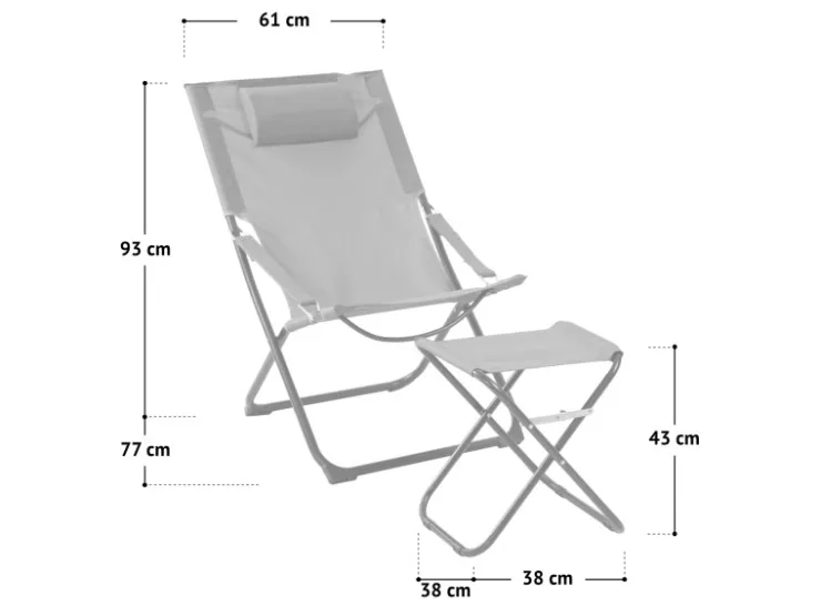 SVITA Tomra Liegestuhl Mit Hocker Klappbar Campingstuhl Kopfkissen