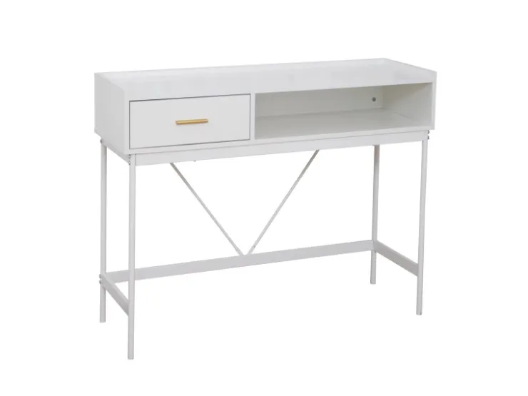 SVITA Valeo Konsolentisch Schmal Mit Ablage Standregal Flurtisch Mit Schublade Weiß