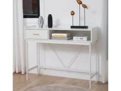 SVITA Valeo Konsolentisch Schmal Mit Ablage Standregal Flurtisch Mit Schublade Weiß