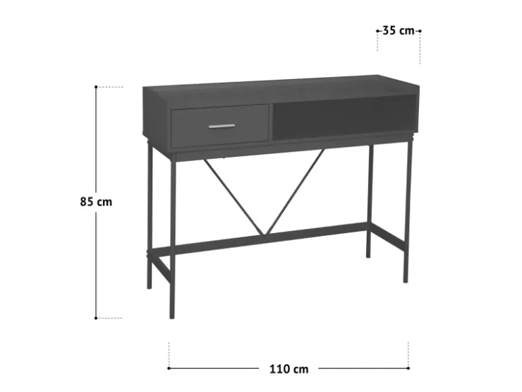 SVITA Valeo Konsolentisch Schmal Mit Ablage Standregal Flurtisch Mit Schublade Weiß