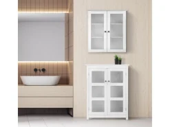 Teamson Home Badezimmer Connor Wandschrank mit 2 Glastüren Weiß* Regal Weiß