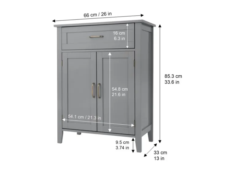 Teamson Home Mercer Holz Badezimmermöbel mit Schublade und Regalen Grau