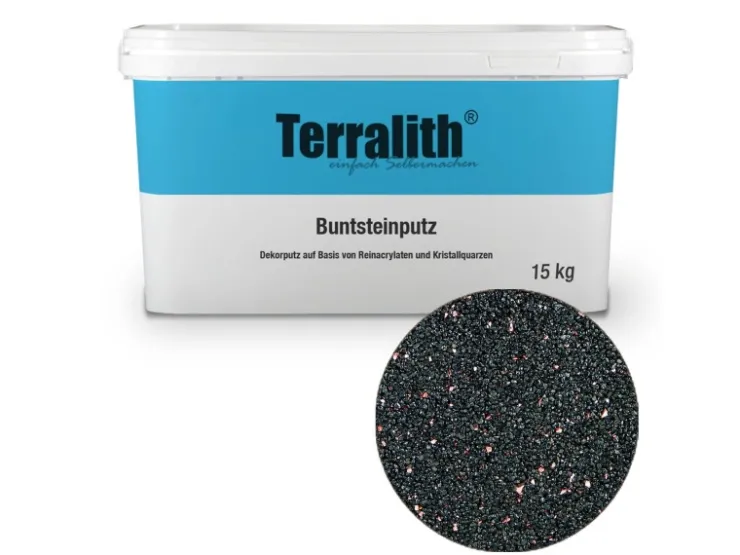 Terralith Buntsteinputz Mosaikputz 2mm -15 kg- BSP113 Rosa Schwarz* Außen-Fassadenfarben