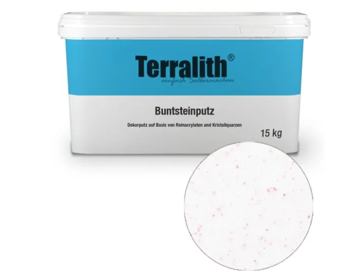 Terralith Buntsteinputz Mosaikputz 1mm -15 kg- BSP1121 Weiss Rosa* Außen-Fassadenfarben