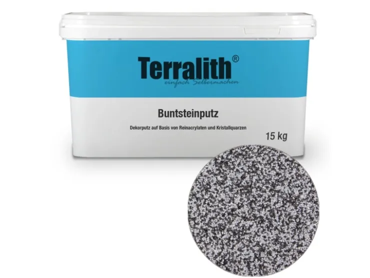 Terralith Buntsteinputz Mosaikputz 1mm -15 kg- BSP1002 Weiss Grau Schwarz* Außen-Fassadenfarben