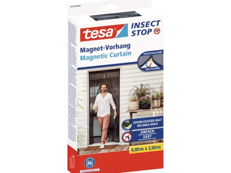 Tesa ® Selbstschließender Magnetvorhang 0,80 m x 2,00 m Anthrazit* Insektenschutz|Türvorhänge