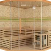 Home Deluxe Traditionelle Sauna SKYLINE BIG Tannenholz Natur XL mit Kunststeinwand* Sitzbänke