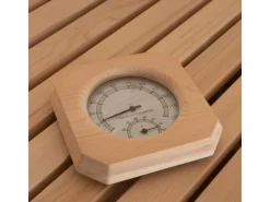 Home Deluxe Traditionelle Sauna SKYLINE BIG Tannenholz Natur XL mit Kunststeinwand* Sitzbänke