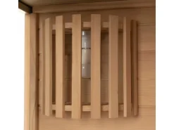 Home Deluxe Traditionelle Sauna SKYLINE BIG Tannenholz Natur XL mit Kunststeinwand* Sitzbänke