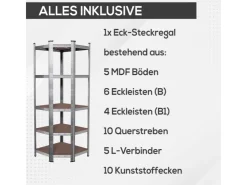 Tronitechnik Schwerlastregal Kellerregal Lagerregal 40 X 40 X 70 X 70 X 180 Cm Stahlgestell Bis 875 Kg 5 Ablagen