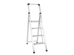 TRUTZHOLM Alu Trittleiter 4 Stufig Klappbar mit Handlauf 150kg Silber* Klapptritte