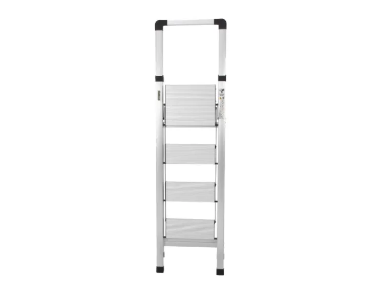 TRUTZHOLM Alu Trittleiter 4 Stufig Klappbar mit Handlauf 150kg Silber* Klapptritte