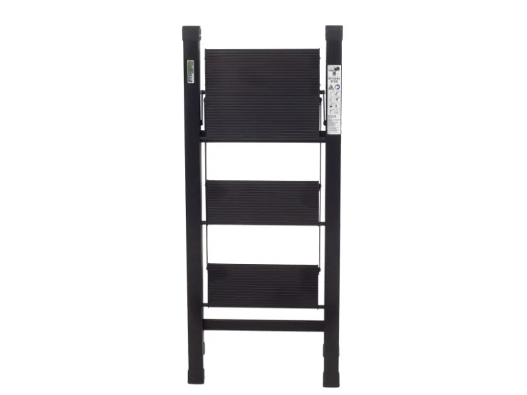 TRUTZHOLM Alu Trittleiter 3 Stufig Klappbar 150kg Anti Rutsch Trittflächen TÜV GS Schwarz