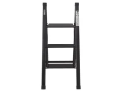 TRUTZHOLM Alu Trittleiter 3 Stufig Klappbar 150kg Anti Rutsch Trittflächen TÜV GS Schwarz