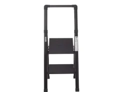 TRUTZHOLM Alu Trittleiter 2 Stufig Klappbar Handlauf 150kg Anti Rutsch Trittflächen TÜV GS Schwarz* Klapptritte