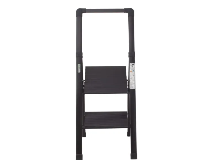 TRUTZHOLM Alu Trittleiter 2 Stufig Klappbar Handlauf 150kg Anti Rutsch Trittflächen TÜV GS Schwarz* Klapptritte