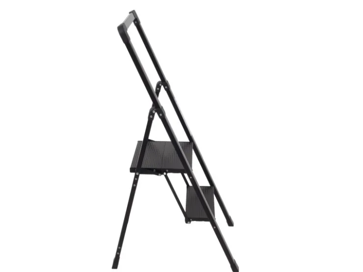TRUTZHOLM Alu Trittleiter 2 Stufig Klappbar Handlauf 150kg Anti Rutsch Trittflächen TÜV GS Schwarz* Klapptritte