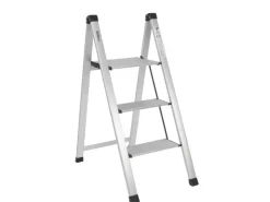 TRUTZHOLM Alu Trittleiter 3 Stufig Klappbar 150kg Anti Rutsch Trittflächen TÜV GS Silber