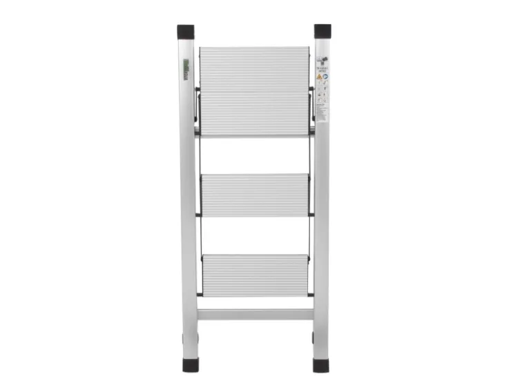 TRUTZHOLM Alu Trittleiter 3 Stufig Klappbar 150kg Anti Rutsch Trittflächen TÜV GS Silber