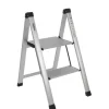 TRUTZHOLM Trittleiter 2 Stufig Klappbar bis 150 kg Alu Anti Rutsch Trittflächen TÜV GS Silber* Klapptritte