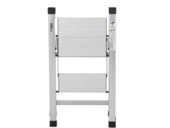 TRUTZHOLM Trittleiter 2 Stufig Klappbar bis 150 kg Alu Anti Rutsch Trittflächen TÜV GS Silber* Klapptritte
